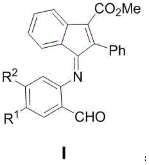 General chemical structure of Indanone Imine Derivatives Formula I showing variable substituents R1 and R2