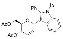 Palladium-catalyzed cyclization mechanism showing intermediates A through C formation leading to indole carboglycoside products