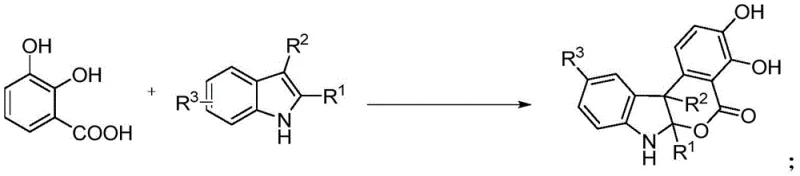 General reaction scheme for enzymatic synthesis of indoline isochroman derivatives using CotA laccase