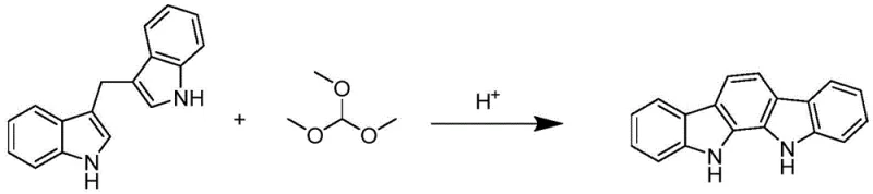 Conventional synthesis of indolo carbazole using diindolylmethane and trimethyl orthoformate