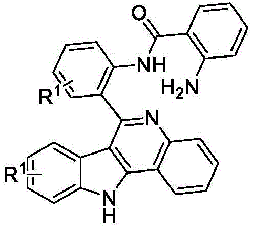 General molecular structure of the indolo[3,2-c]quinoline compound with variable R1 substituents