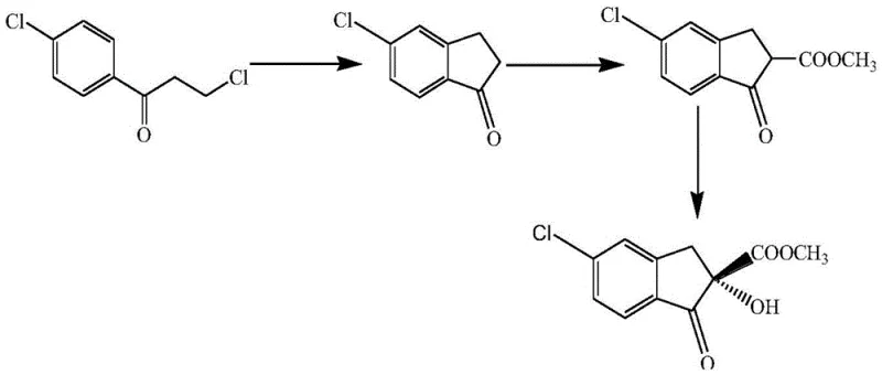 Chemical synthesis route of Indoxacarb intermediate using acrylic acid and asymmetric hydroxylation