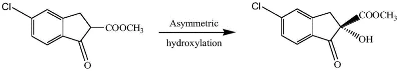 Alternative chemical synthesis route using 5-chloro-2-methoxycarbonyl-1-indanone and cumene hydroperoxide