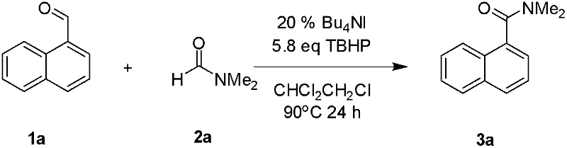Specific example of naphthaldehyde reacting with DMF to form N,N-dimethyl-1-naphthamide
