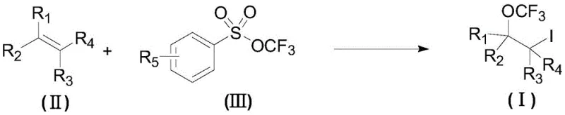 General reaction scheme showing the difunctionalization of alkenes to form iodo trifluoromethoxy compounds