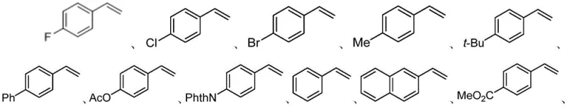 Scope of alkene substrates demonstrating the versatility of the synthesis method