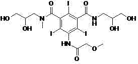 Overall synthetic route for Iopromide showing protection, chlorination, amidation and hydrolysis steps