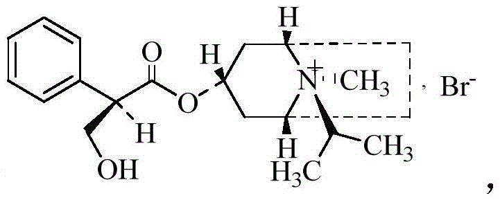 Chemical structure of Ipratropium Bromide showing the tropane ring and ester linkage