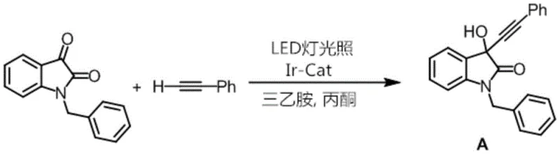 Photocatalytic addition reaction of terminal alkynes to isatin derivatives using Ir-Cat