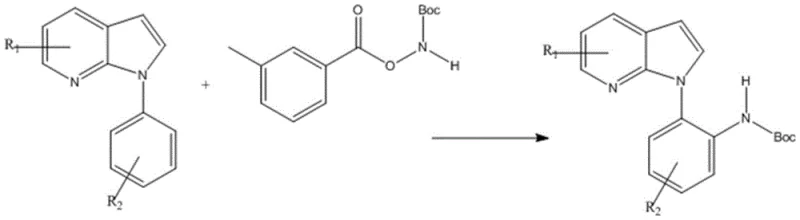 General reaction scheme for iridium-catalyzed C-H amination of N-phenyl-7-azaindole derivatives