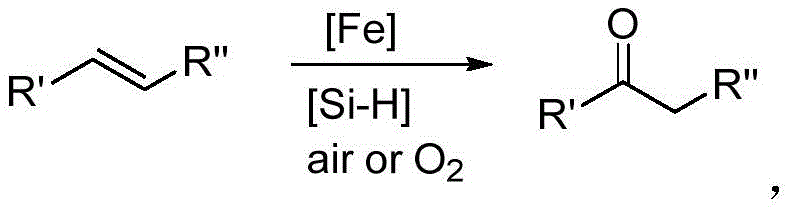 General reaction scheme for iron-catalyzed oxidation of alkenes to ketones using silane and oxygen