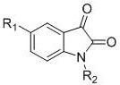 General chemical structure of isatin derivatives showing variable R1 and R2 substituents