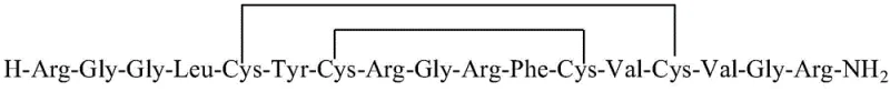Full amino acid sequence of Iseganan highlighting the integration of the 7-12 fragment into the complete 17-mer peptide chain