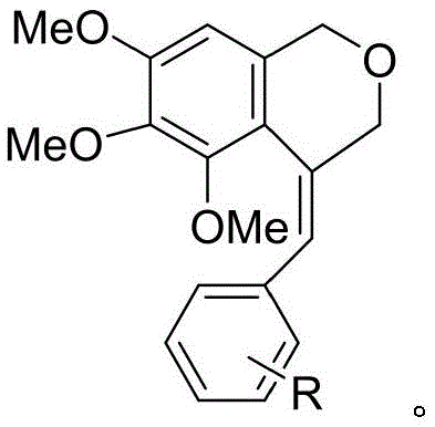 General chemical structure of the synthesized isochroman compounds showing the trimethoxybenzene core