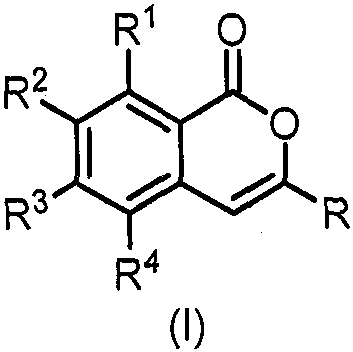 General chemical structure of isocoumarin derivatives represented by Formula I