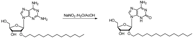 Diazotization-hydrolysis reaction converting amino group to carbonyl using NaNO2 and AcOH