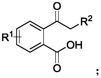 General structural formula of 2-acylbenzoic acid reactants showing substituent variability