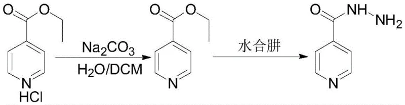 Condensation reaction scheme converting the purified ester intermediate to isoniazid using hydrazine hydrate