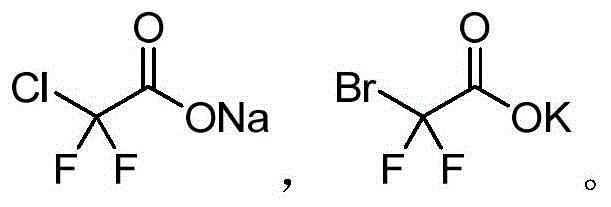 Chemical structures of sodium difluorochloroacetate and potassium difluorobromoacetate reagents