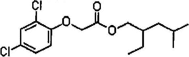 Molecular structure of Isooctyl (2,4-dichlorophenoxy) acetate showing the ester linkage and dichlorophenoxy group
