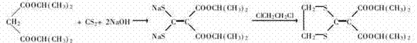 Reaction mechanism showing the formation of sodium salt intermediate and subsequent cyclization to isoprothiolane catalyzed by alkylpyridinium chloride