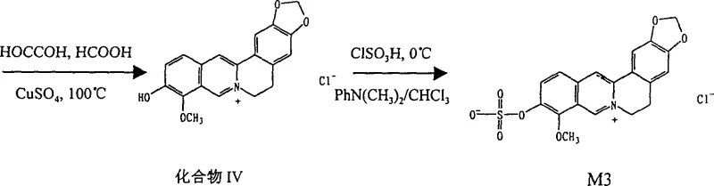 Synthesis pathway for Compound M3 involving condensation and subsequent sulfation steps