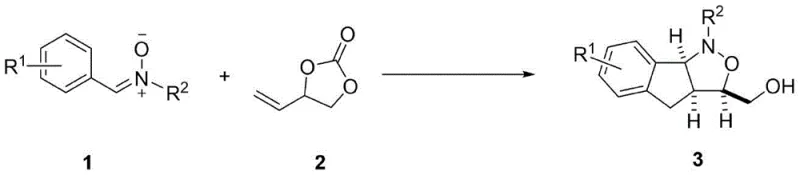General reaction scheme showing nitrone and vinyl carbonate reacting to form isoxazolidine compound 3