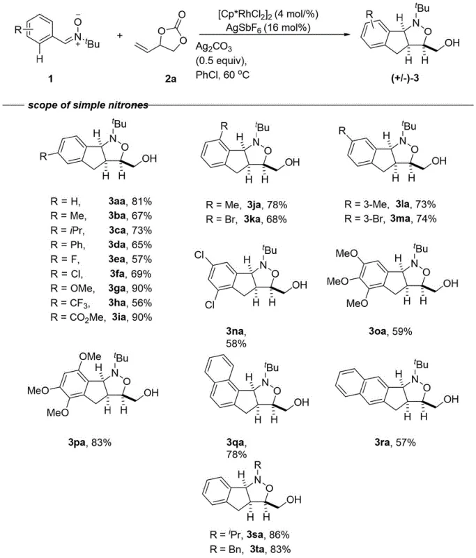 Scope of simple nitrones showing diverse substituents tolerated in the reaction