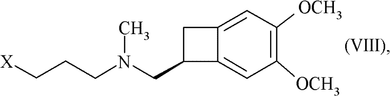 Chemical structure of Formula VIII, the novel alkylating intermediate with a leaving group X