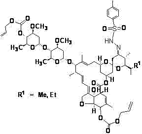 Chemical structure of the 23-position sulfonyl hydrazone intermediate showing allyl protection groups