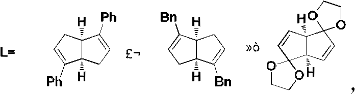 Chemical structures of chiral rhodium catalyst ligands used for enantioselective addition