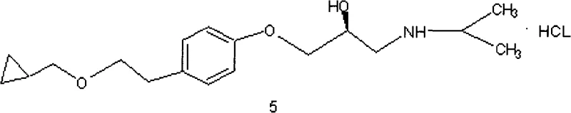 Chemical structure of l-betaxolol hydrochloride showing the chiral center and functional groups