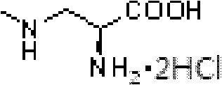 Chemical structure of L-BMAA hydrochloride showing the amino acid backbone and hydrochloride salt formation