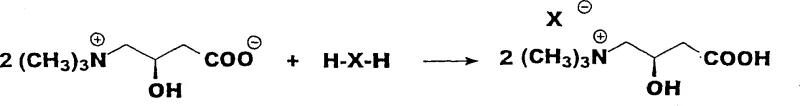 Formation of L-Carnitine salts showing the zwitterionic inner salt structure and acid salt variants