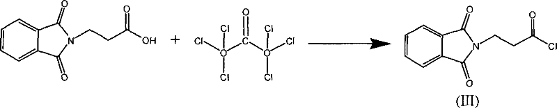 Chemical reaction showing the conversion of phthaloyl-beta-alanine to phthaloyl-beta-alanyl chloride using triphosgene