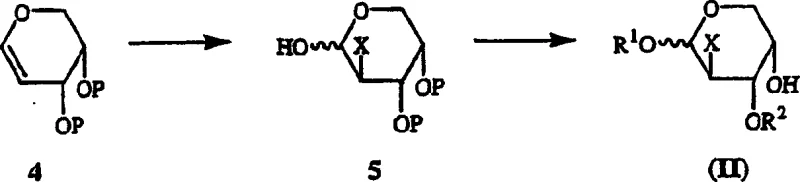 Synthetic route from L-arabinose to 2-deoxy-2-halo-L-arabinopyranose via electrophilic fluorination