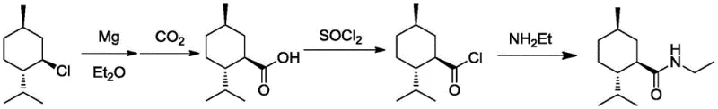 Conventional Grignard carboxylation route showing low yield and racemization risks