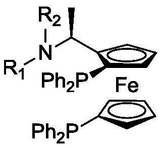 General structural formula of the chiral phosphine ligand with ferrocene backbone
