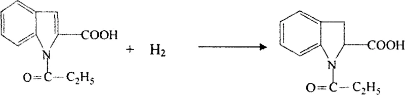 Hydrogenation of acylated indole to form indoline derivative