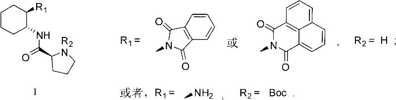 General chemical structure of L-prolineamide derivatives Formula I showing variable R1 and R2 groups