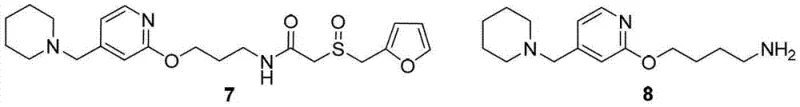 Chemical structures of Dihydro-lafutidine (Formula 7) and Dihydro-amine (Formula 8) impurities formed during conventional synthesis