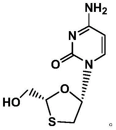 Chemical structure of Lamivudine showing the target 2R-cis configuration