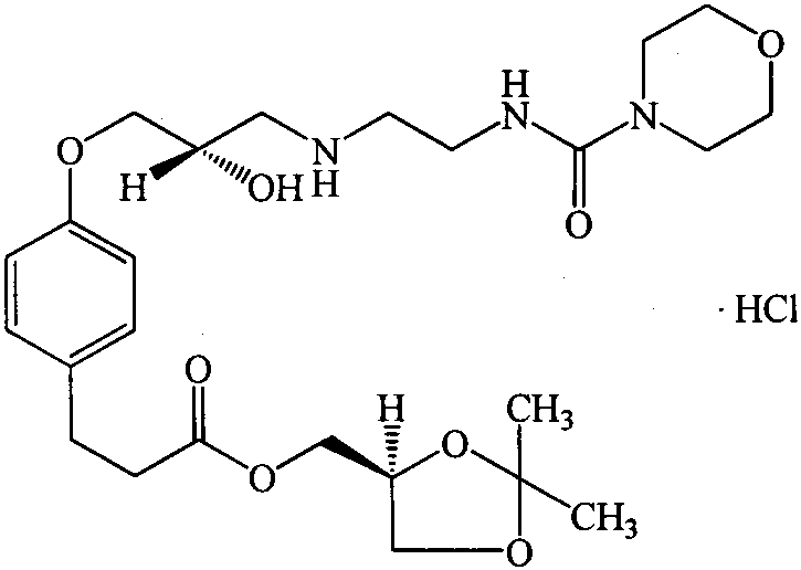 Chemical structure of Landiolol Hydrochloride showing the complex ester and urea linkage