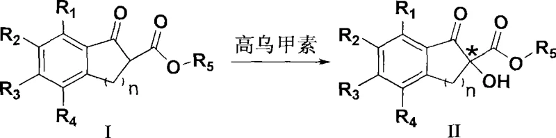 General reaction scheme showing the conversion of beta-dicarbonyl compounds to chiral alpha-hydroxy-beta-dicarbonyl compounds using Lappaconitine catalyst