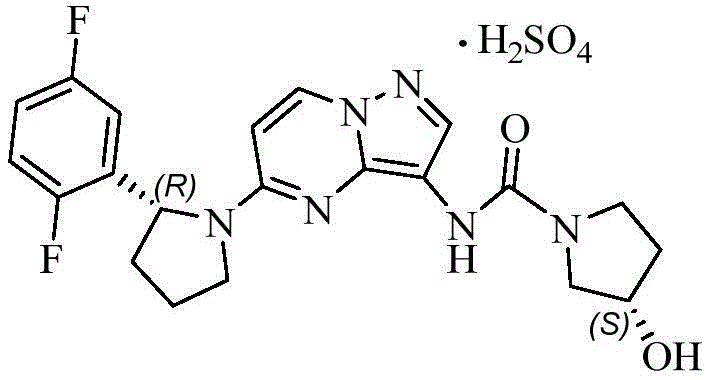 Chemical structure of Larotrectinib sulfate showing the critical chiral pyrrolidine fragment