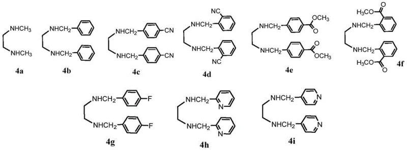 Structures of various diamine ligands used in the catalytic system
