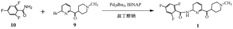 Prior art Route C showing Palladium catalyzed reaction with low yield
