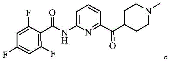 Chemical structure of Lasmiditan showing the trifluorobenzamide and piperidine moieties