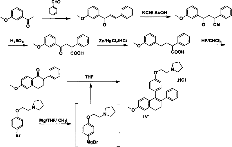 Prior art synthesis route using toxic KCN and HF reagents