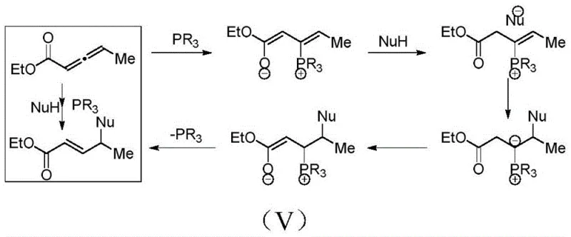 Catalytic cycle mechanism of Le-Phos mediated asymmetric gamma-addition reaction showing zwitterionic intermediate formation